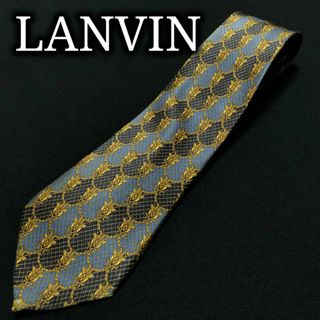 ランバン(LANVIN)のランバン 装飾チェック イエロー＆ネイビー ネクタイ A104-E08(ネクタイ)