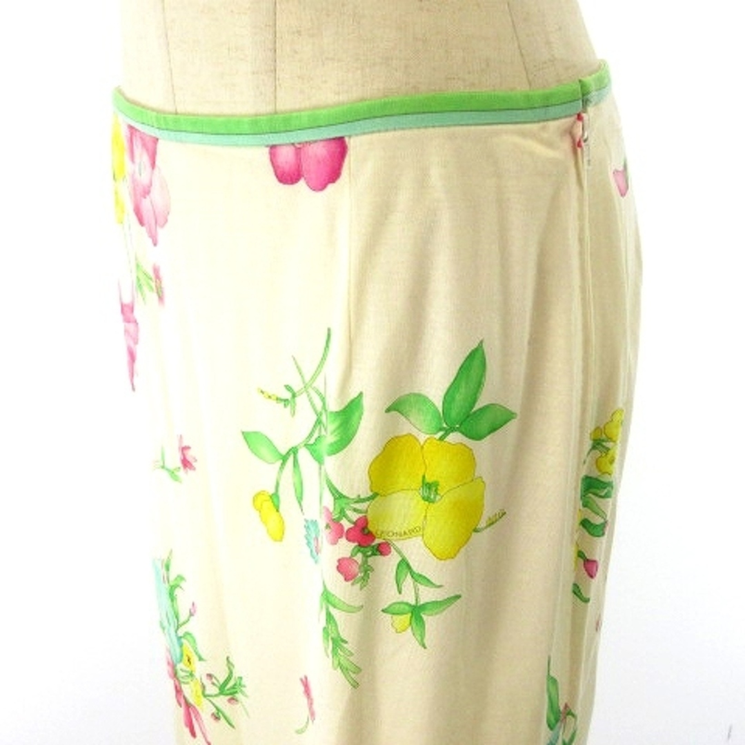 LEONARD - レオナール FASHION 美品 ロング スカート 花柄 白 73 LEONARD - レオナール FASHION 美品 ロング スカート 花柄 白 73