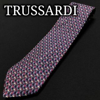 トラサルディ(Trussardi)のトラサルディ 小紋 ネイビー＆パープル ネクタイ A104-F24(ネクタイ)