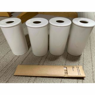 ムジルシリョウヒン(MUJI (無印良品))の超美品 MUJI 無印良品 陶器ホルダーx4個 ランタンスティックx5本 セット(日用品/生活雑貨)