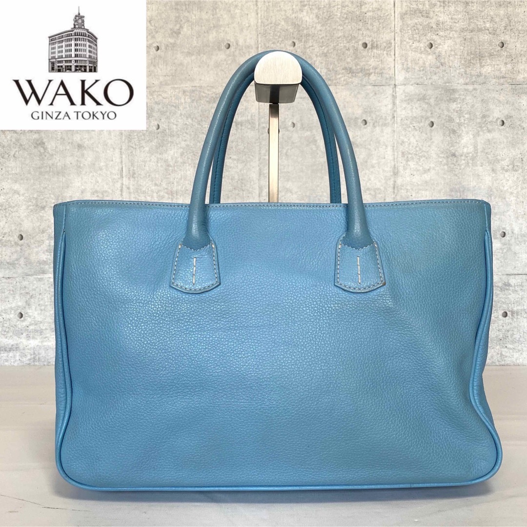 ☆高級☆WAKO☆ワコー☆トートバッグ☆ゴールド金具☆ダークネイビー