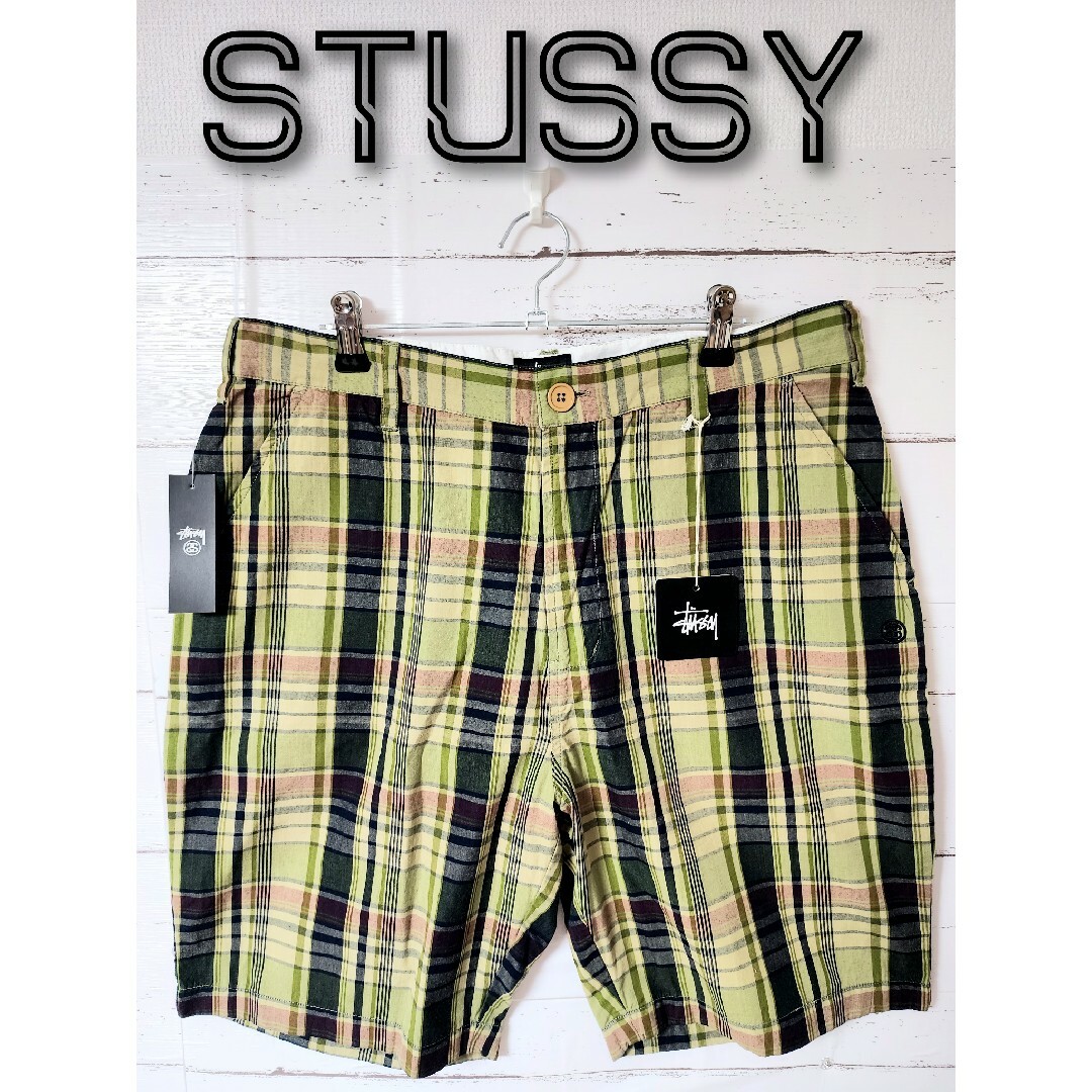 未使用》STUSSY ステューシー ハーフパンツ チェック タグ付 32 L