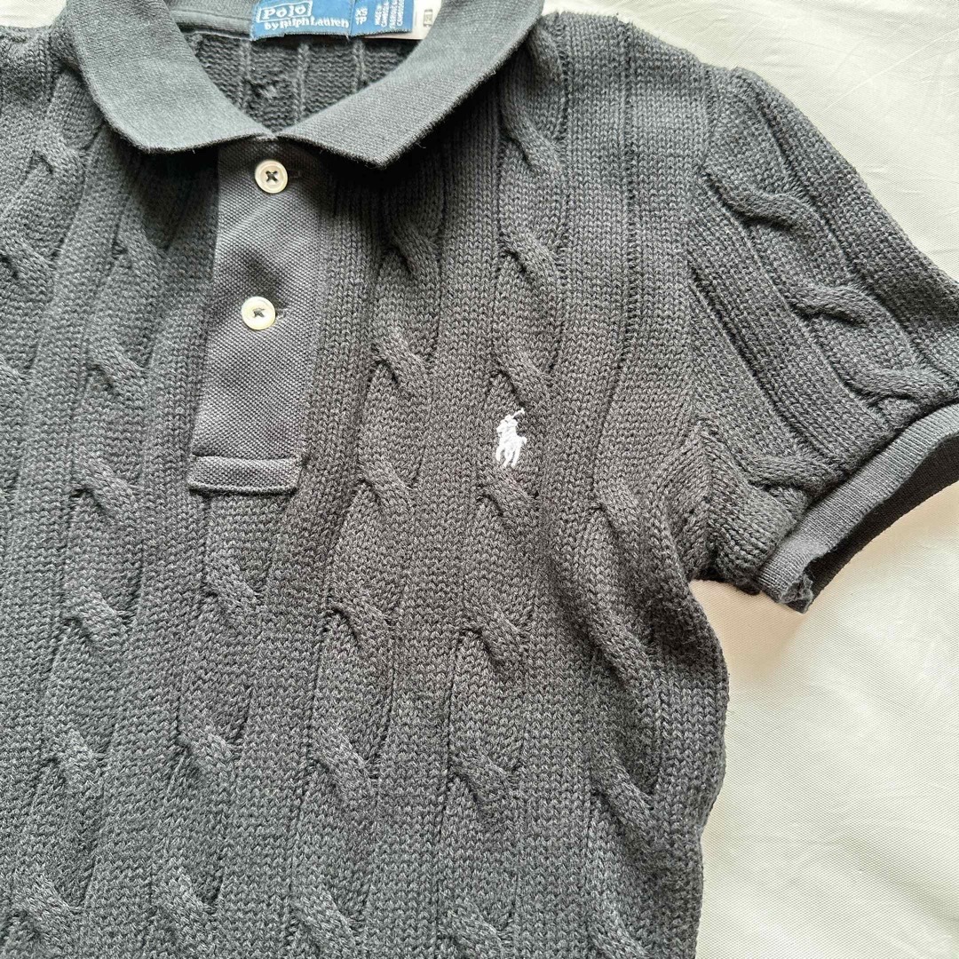 POLO RALPH LAUREN(ポロラルフローレン)の【美品】＊ポロラルフローレン＊ ケーブルニット　半袖ワンピースドレス レディースのワンピース(ひざ丈ワンピース)の商品写真