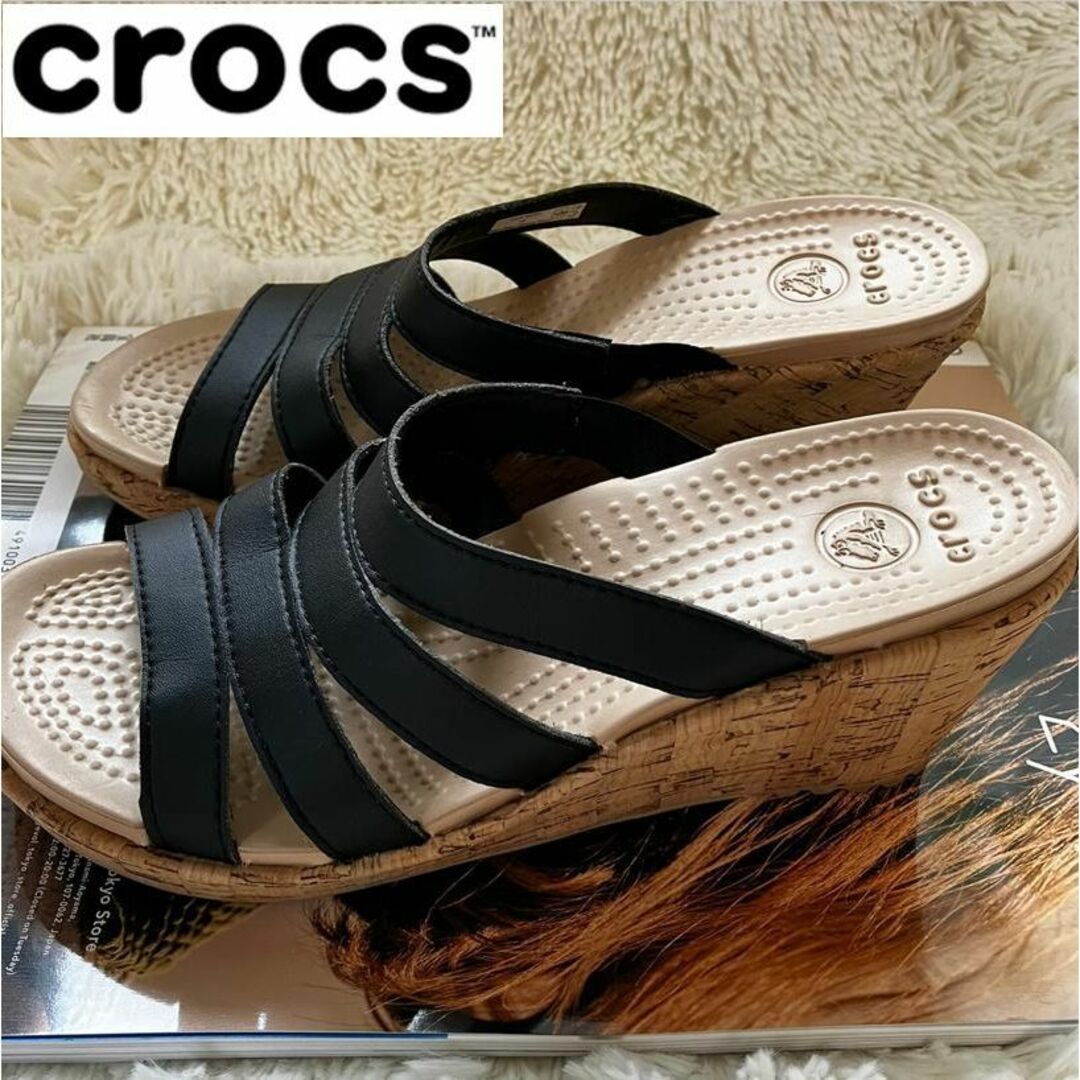 【美品】CROCS サンダル コルクウェッジ ソール