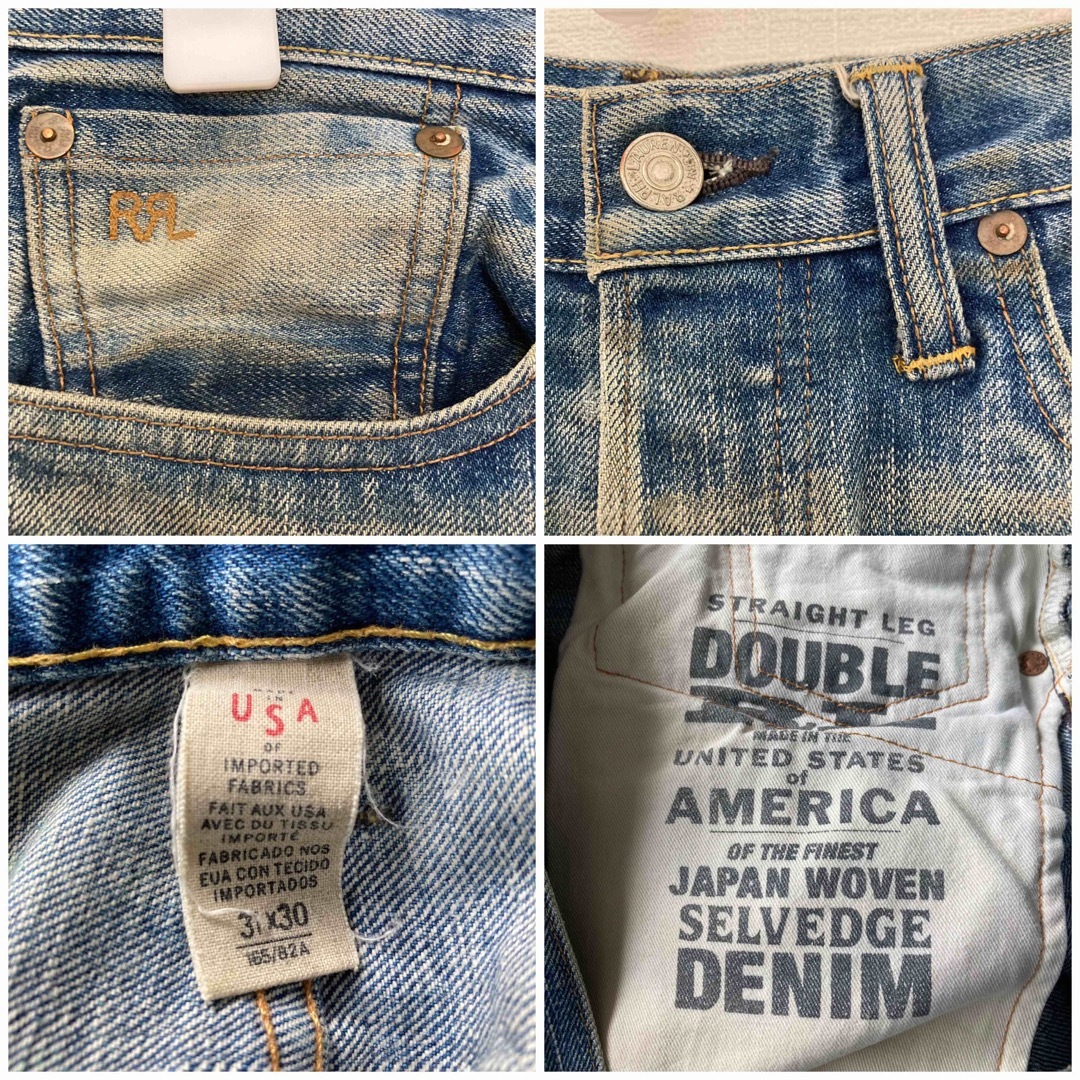 RRL】 ダブルアールエル デニムパンツ ダメージ ラルフローレン