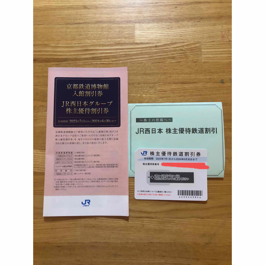 JR西日本　株主優待　鉄道割引券　1枚　2024年6月1日まで