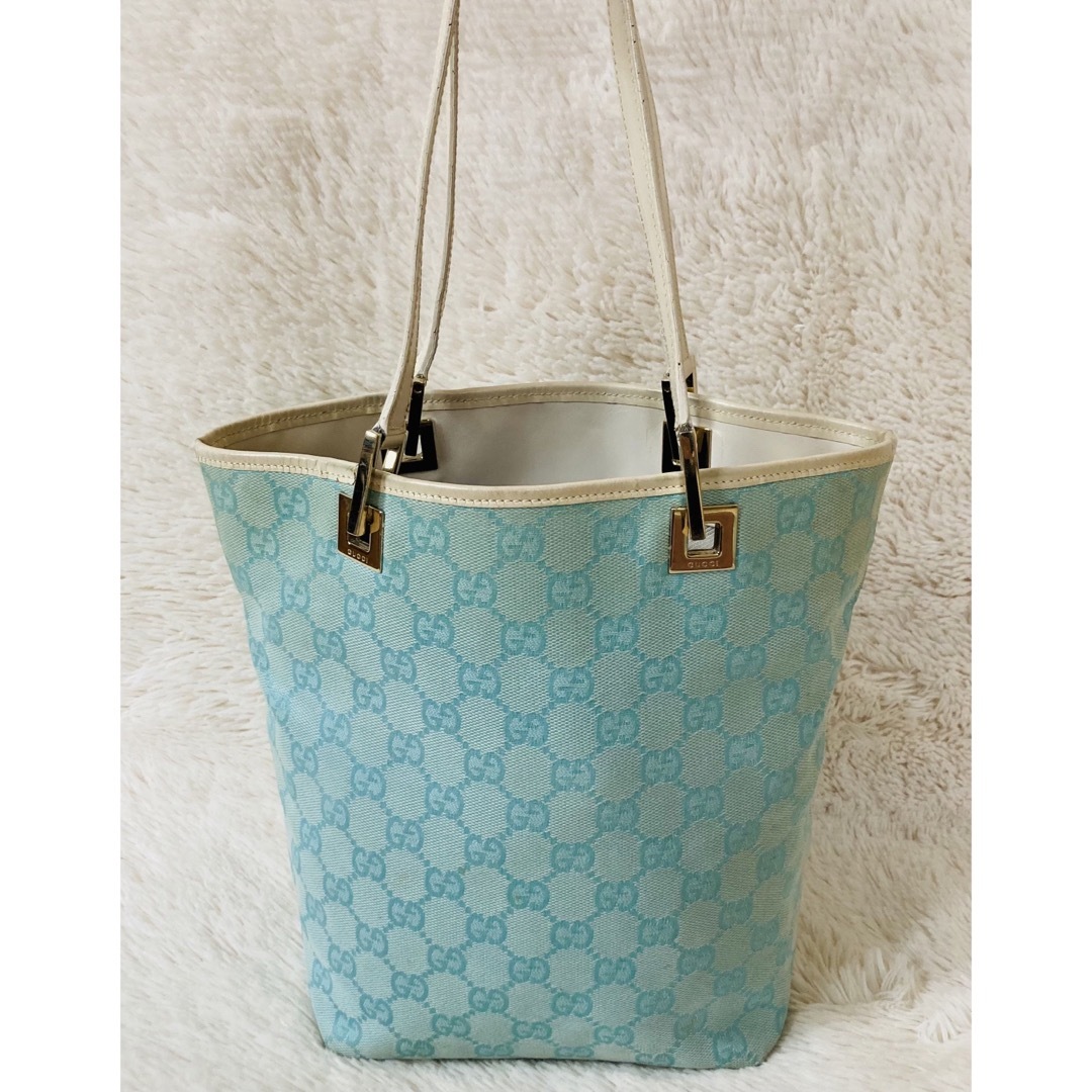 Gucci - グッチ レザー キャンバス トートバッグ GG柄 ゴールド金具