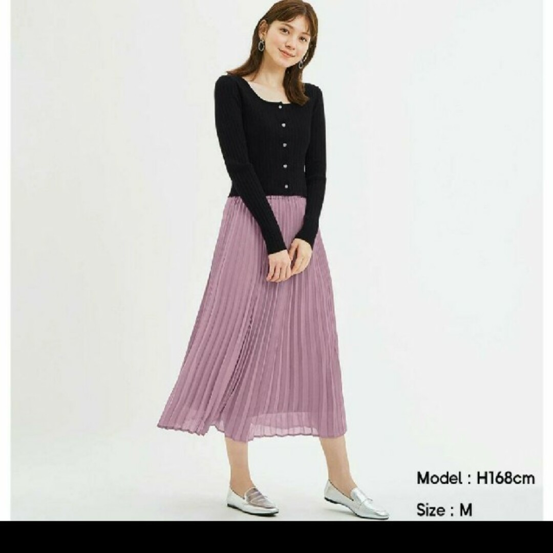GU(ジーユー)の美品　ＧＵ　ピンクプリーツスカート　Ｌ レディースのスカート(ロングスカート)の商品写真