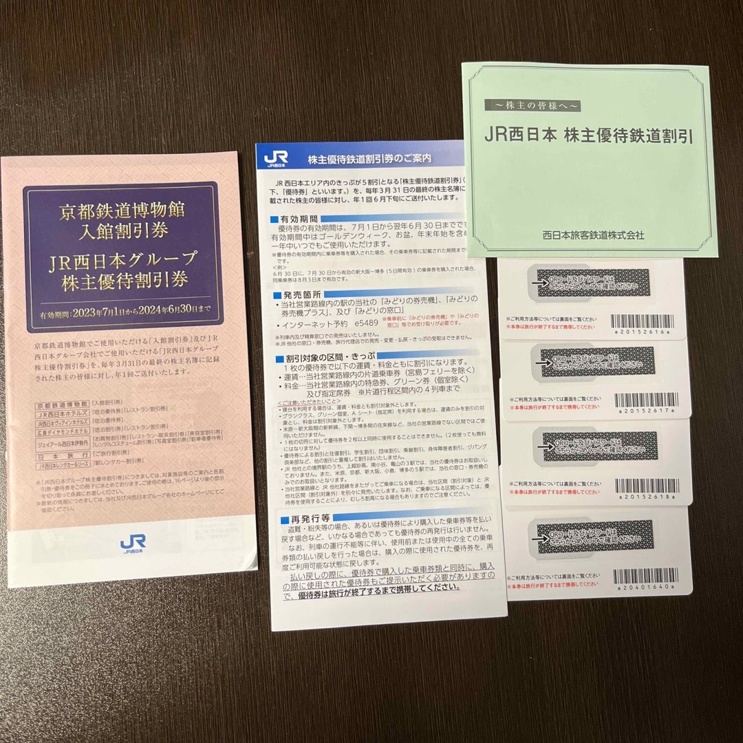 JR西日本株主優待鉄道割引券　4枚その他