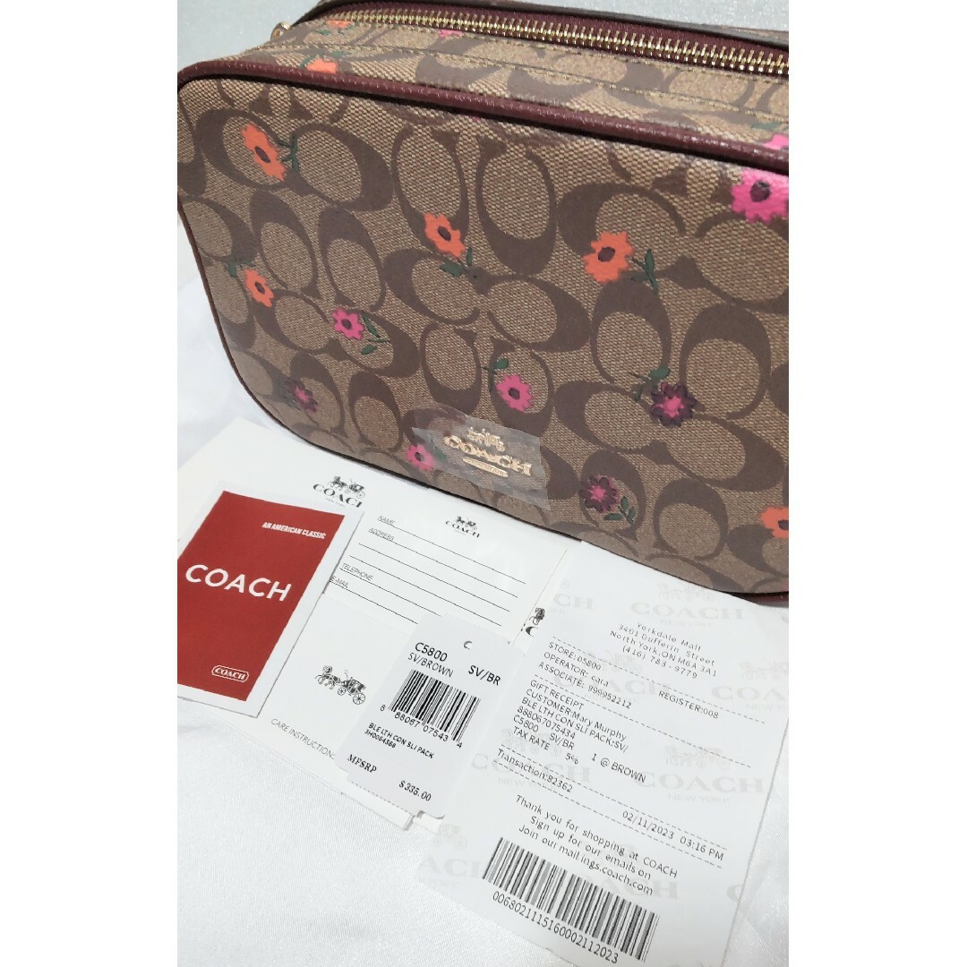 ●新品 未使用 COACH コーチ ショルダーバック ブラウン フラワー 花柄