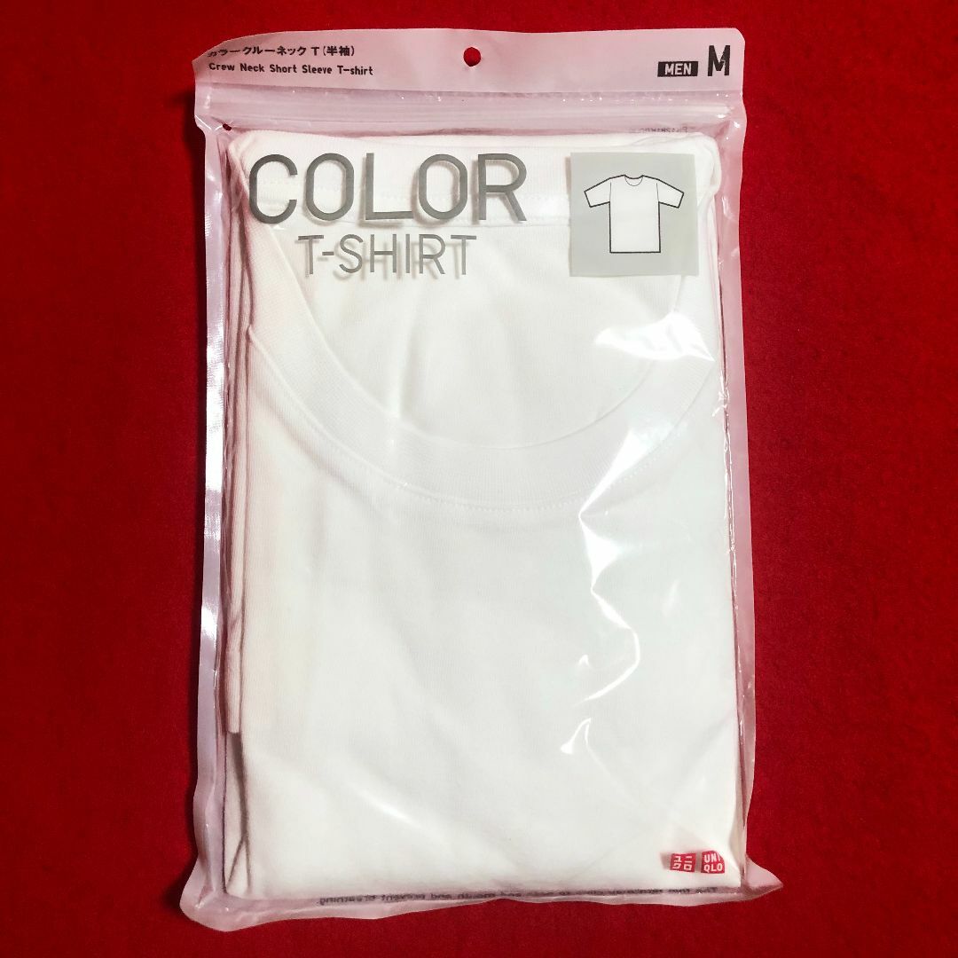 UNIQLO(ユニクロ)のユニクロMENカラークルーネックT半袖Mサイズ：ホワイト／Crew Neck メンズのトップス(Tシャツ/カットソー(半袖/袖なし))の商品写真