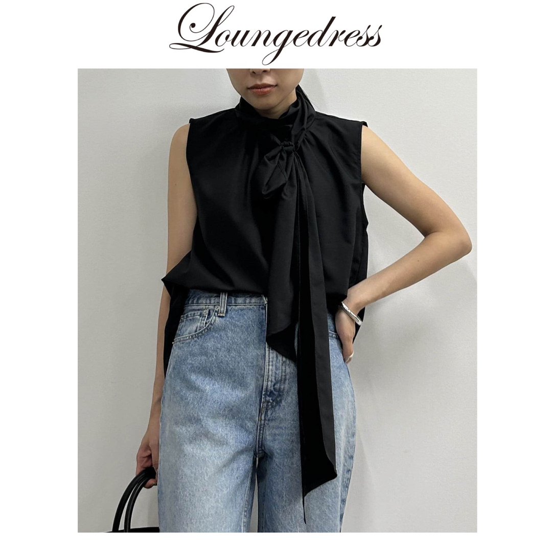 Loungedress ラウンジドレス　ノースリボウタイブラウス　黒