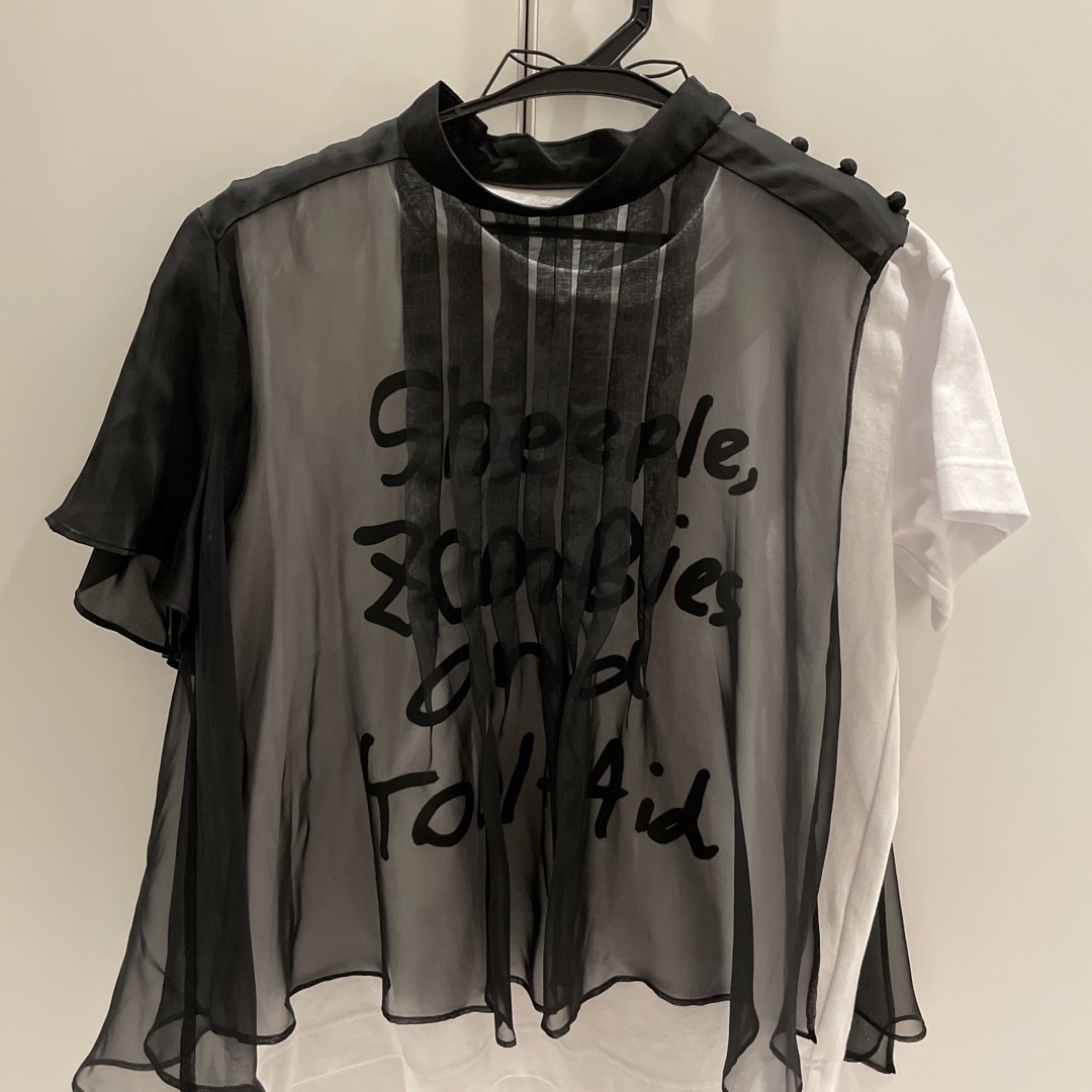 23SS SACAI サカイ ロゴレースTシャツ　アシンメトリー