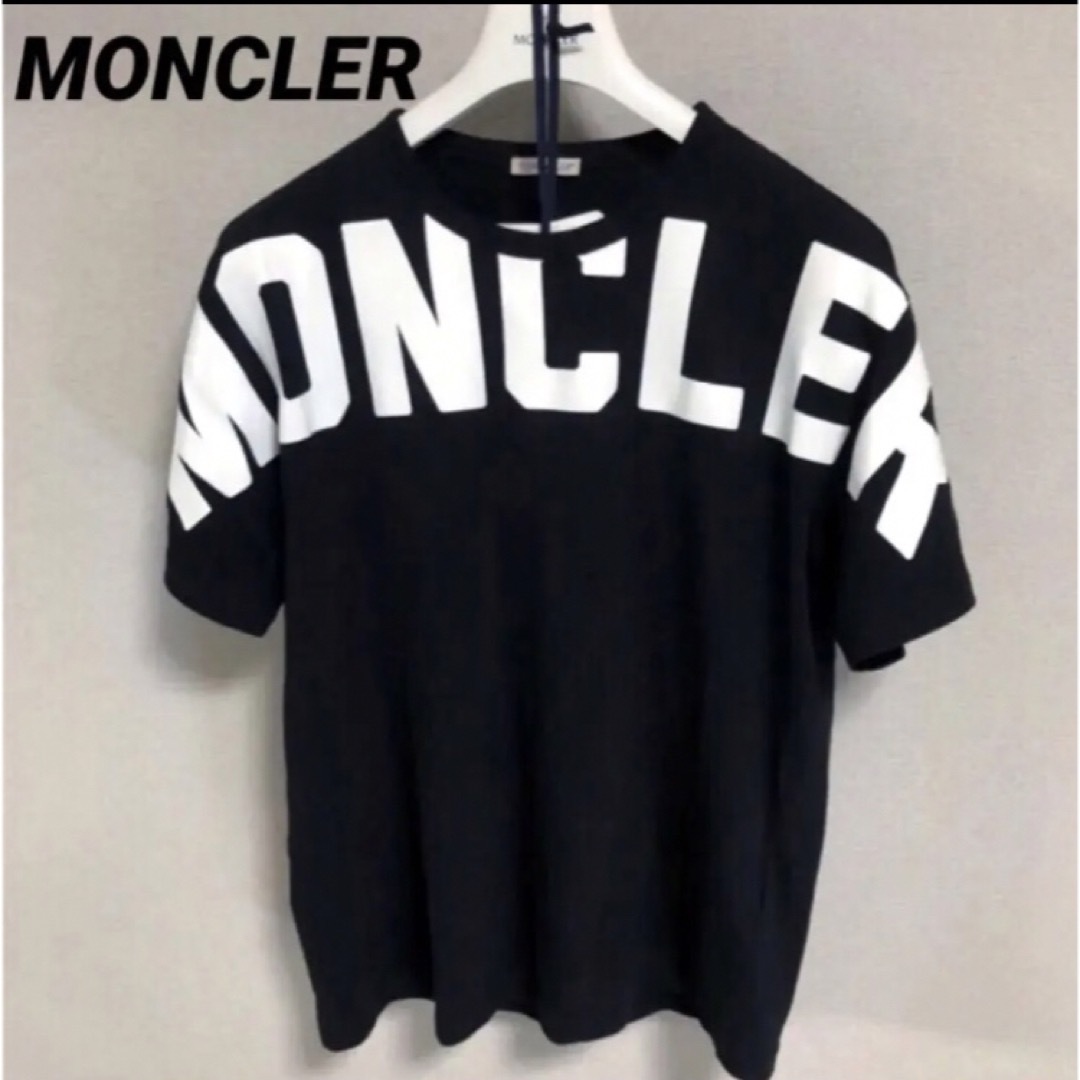 MONCLER モンクレール　ブラックTシャツ　ホワイトビッグロゴ　国内正規品