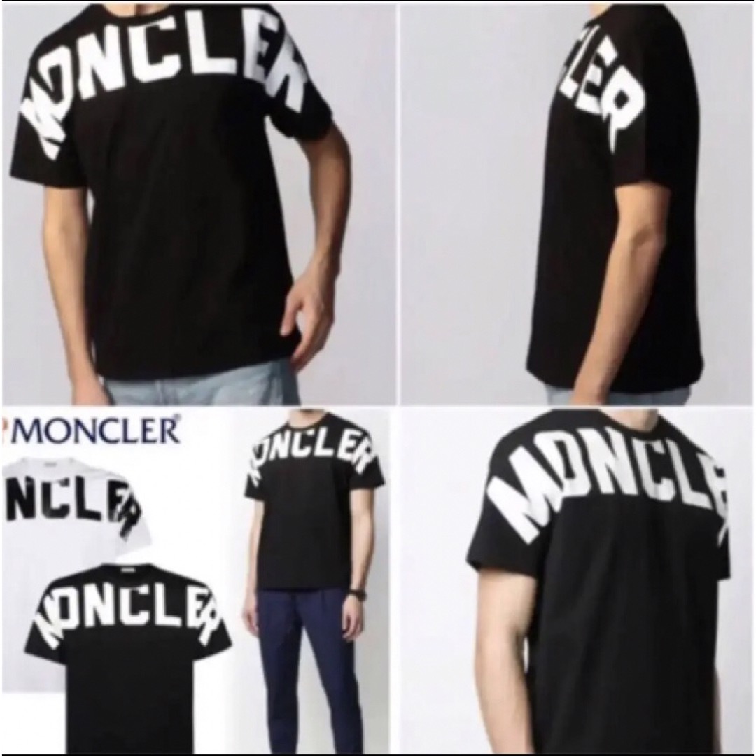 MONCLER - MONCLER モンクレール ブラックTシャツ ホワイトビッグロゴ