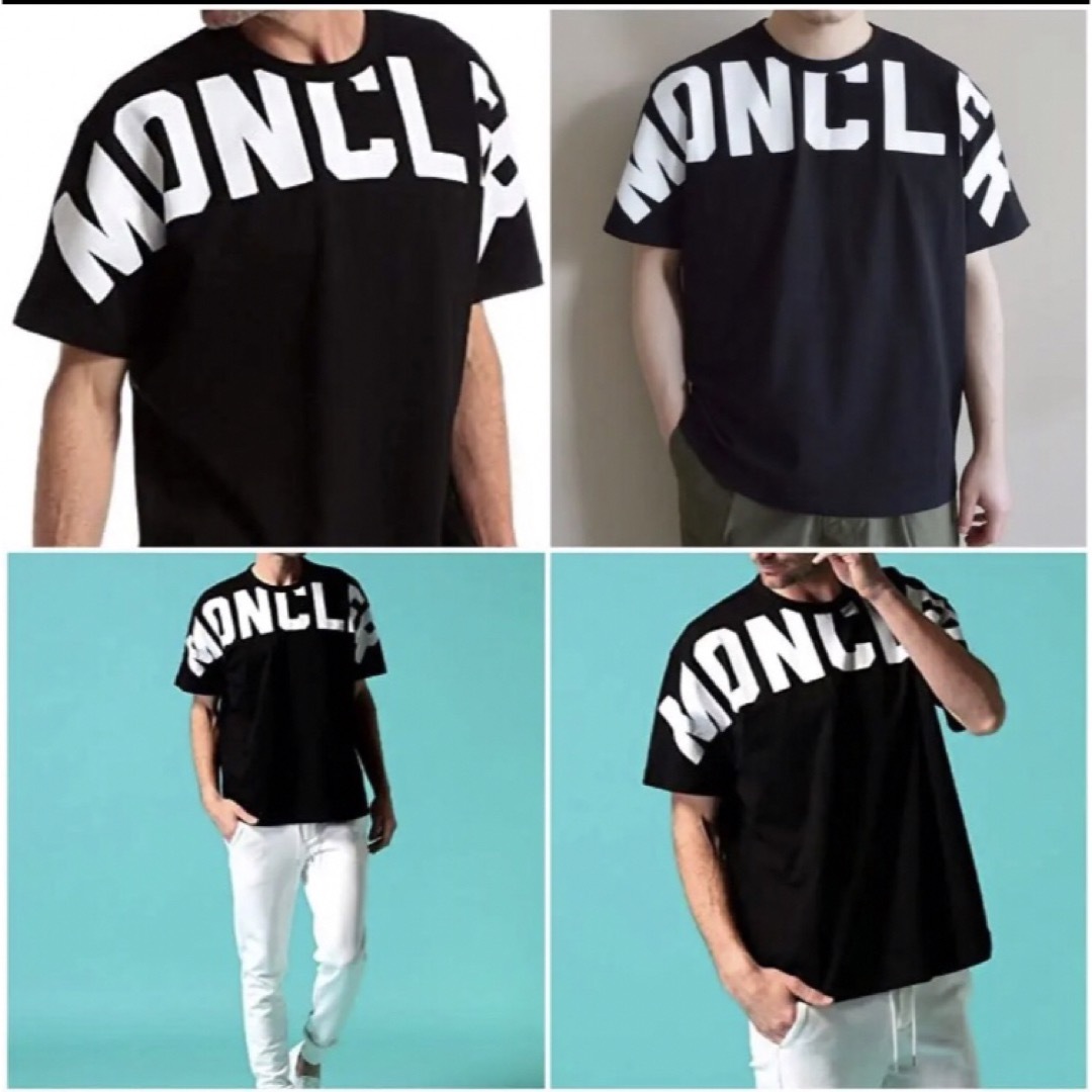 MONCLER - MONCLER モンクレール ブラックTシャツ ホワイトビッグロゴ