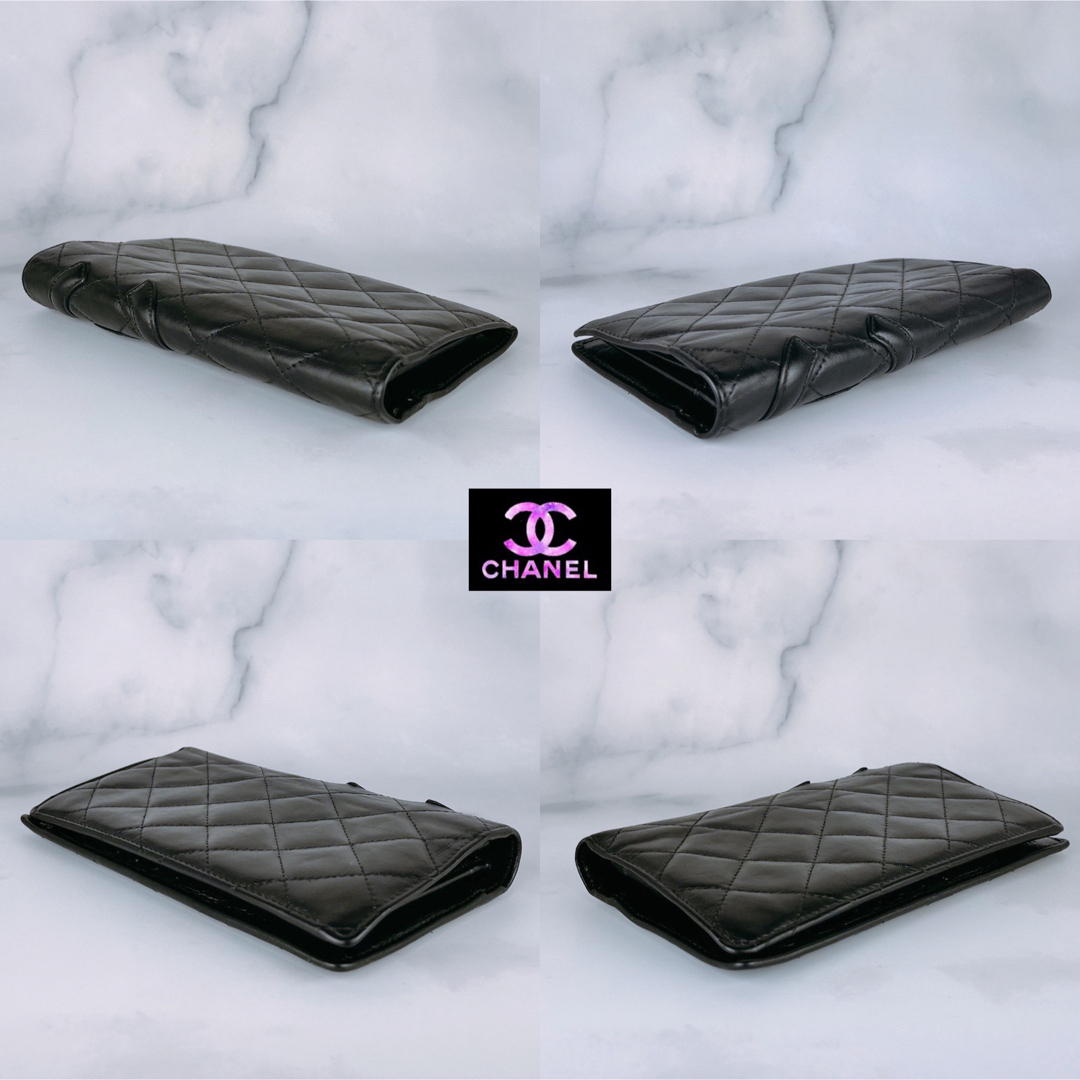 CHANEL(シャネル)の超極美品 CHANEL カンボンライン 二つ折長財布 ブラック レディースのファッション小物(財布)の商品写真