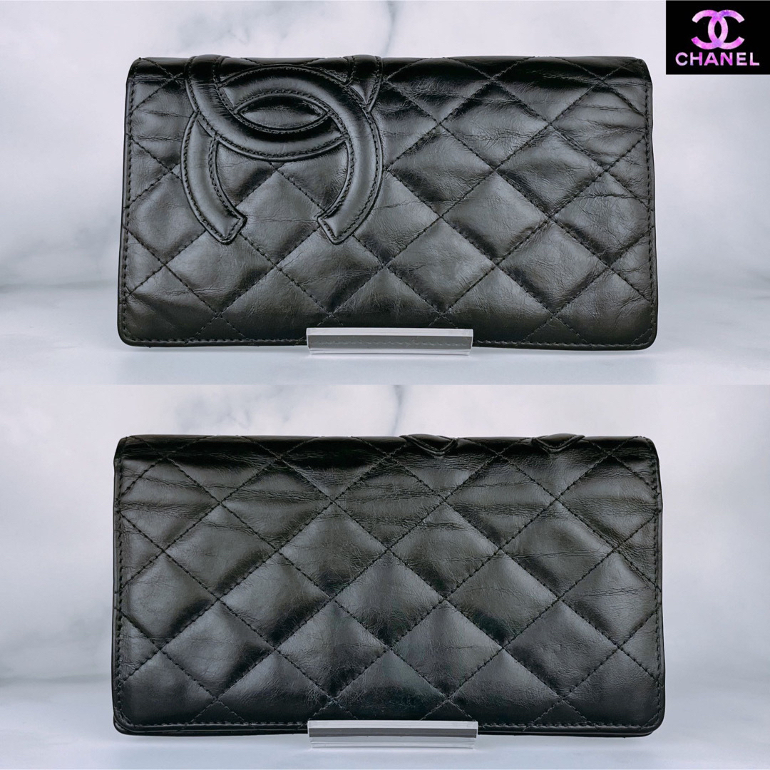 CHANEL(シャネル)の超極美品 CHANEL カンボンライン 二つ折長財布 ブラック レディースのファッション小物(財布)の商品写真