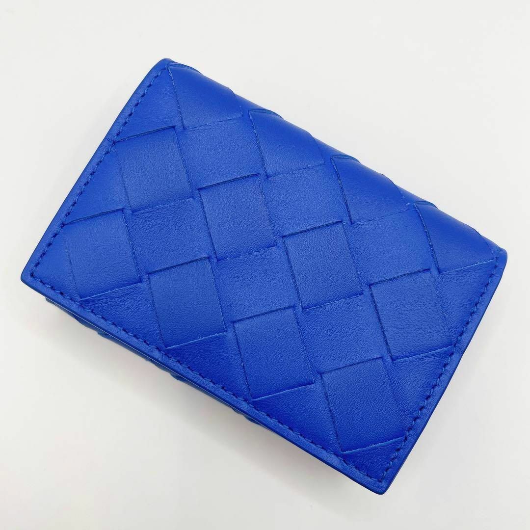 【新品未使用】BOTTEGA VENETA　折財布　三つ折り　ブルー