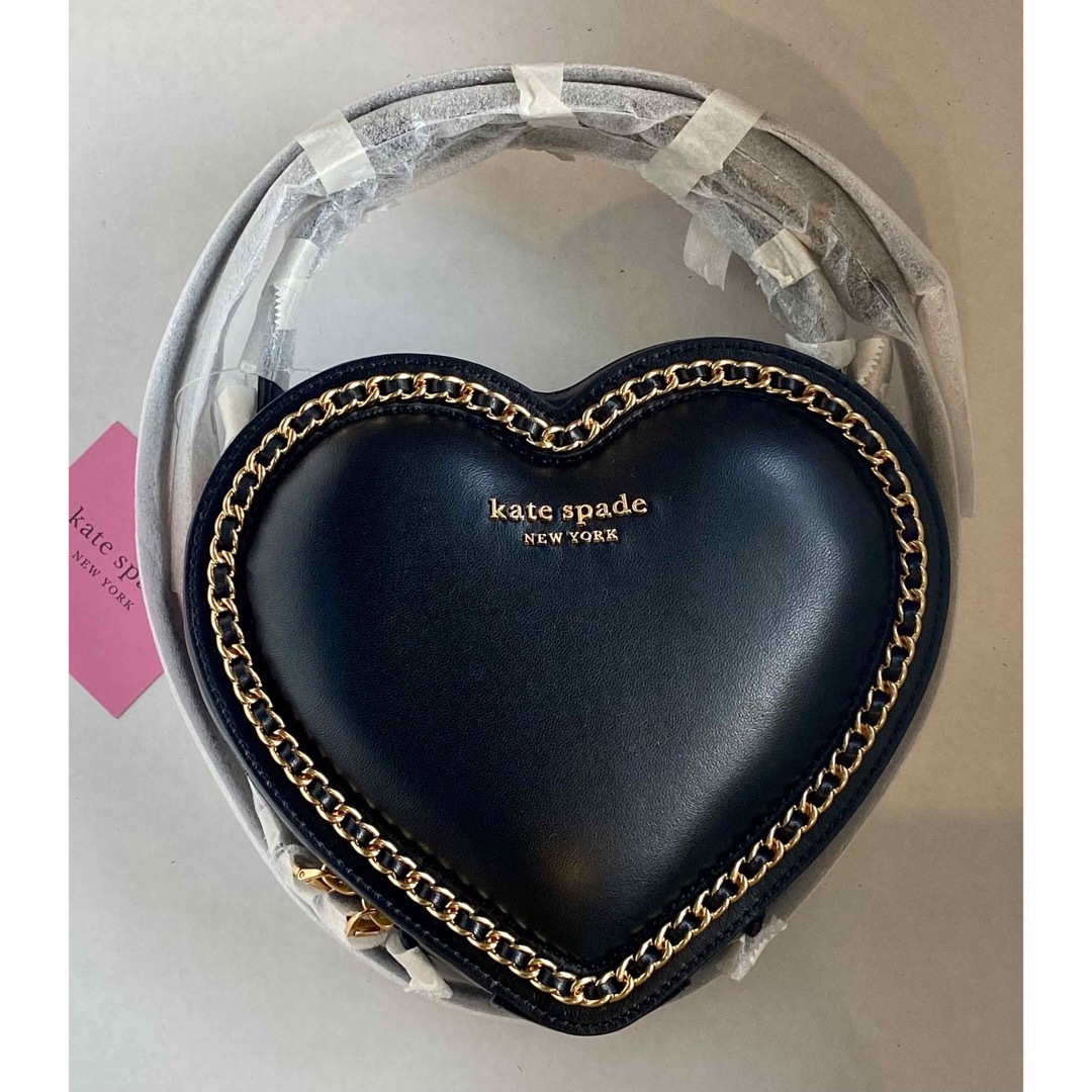 新品 ケイトスペード kate spade 3Dハート レザーバッグ ブラック