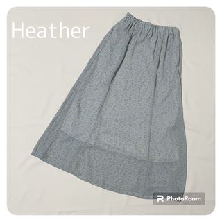 ヘザー(heather)の【美品･最終価格】Heather ヘザー 小花柄 ロングギャザースカート 水色(ロングスカート)