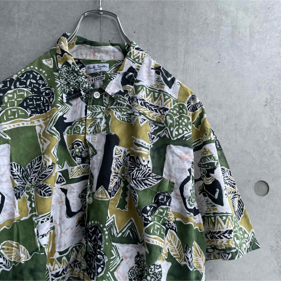 90年代 フランス製 Paul Smith 総柄 半袖シャツ アロハ グリーン | フリマアプリ ラクマ