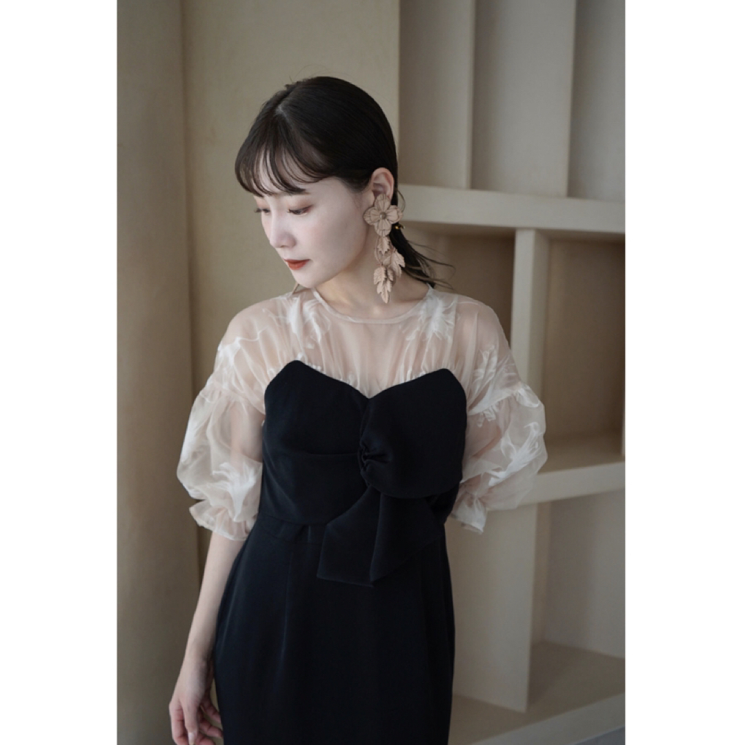 acka sheer puff dress - ロングワンピース/マキシワンピース