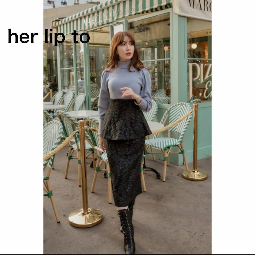 ゆったり柔らか her lip to Floral Jacquard Peplum Skirt
