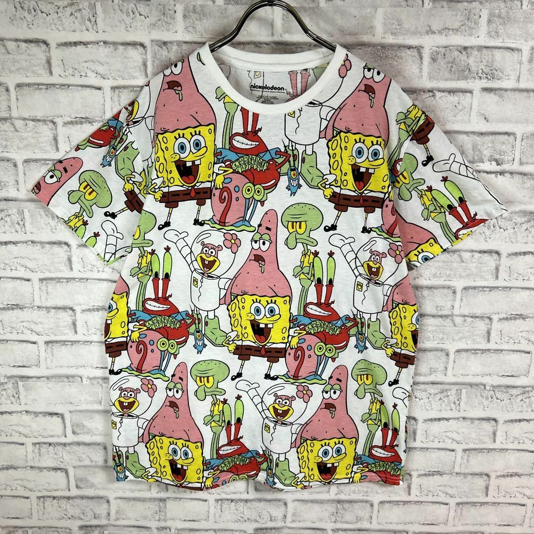 TV&MOVIE - SpongeBob スポンジボブ キャラ総柄ニコロデオン Tシャツ