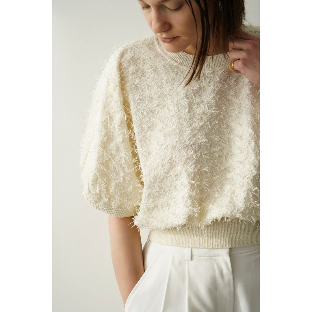 CLANE FRINGE ARCH SLEEVE KNIT TOPSカットソー(半袖/袖なし)