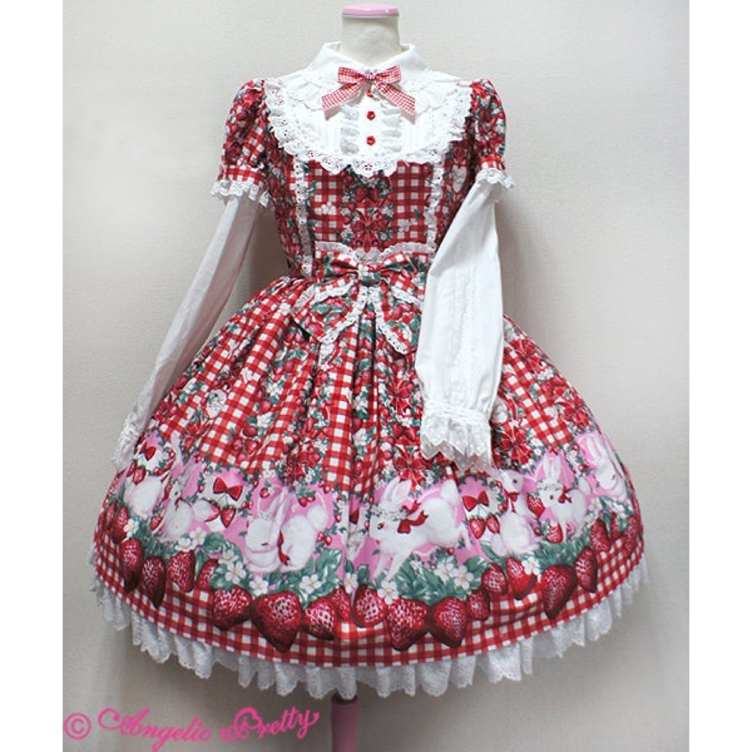 Angelic Pretty(アンジェリックプリティー)のRibbon Berry Bunny ワンピースカチュ レディースのレディース その他(セット/コーデ)の商品写真