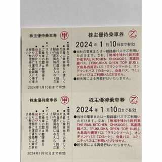 西日本鉄道(西鉄)優待乗車券2024/01/10まで有効<0.5シート=2枚>D(鉄道乗車券)