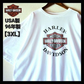 ハーレーダビッドソン(Harley Davidson)の古着★90s USA製 ハーレーダビットソン 定番ロゴ ビッグサイズ 白Tシャツ(Tシャツ/カットソー(半袖/袖なし))