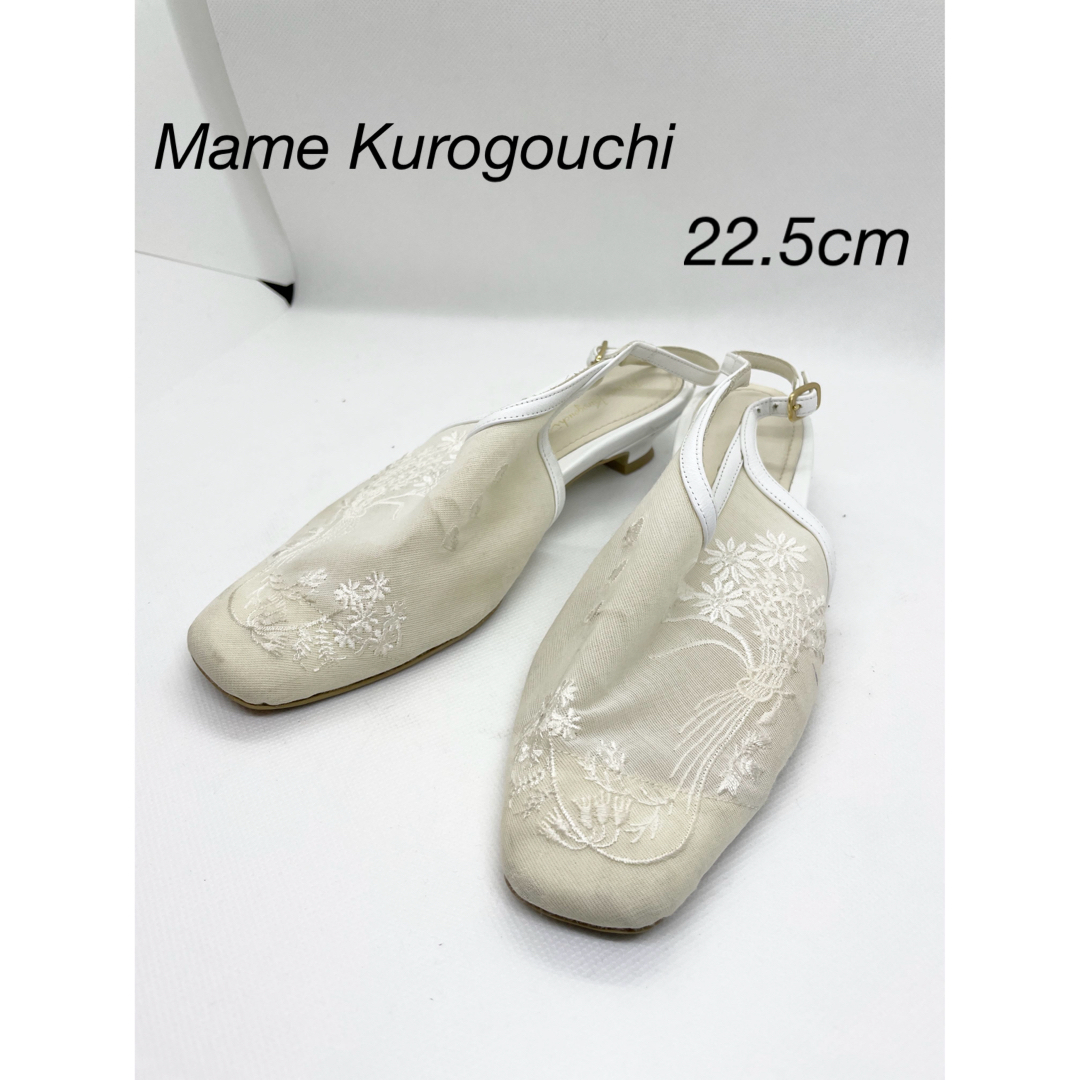 Mame Kurogouchi マメ　靴　パンプス　サンダル　刺繍　白のサムネイル