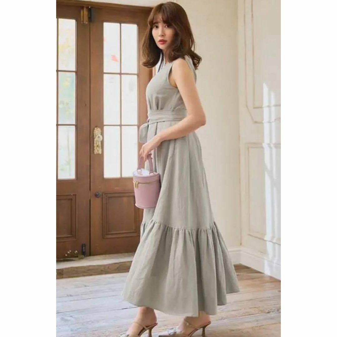 herlipto Linen Belted Maxi Dress