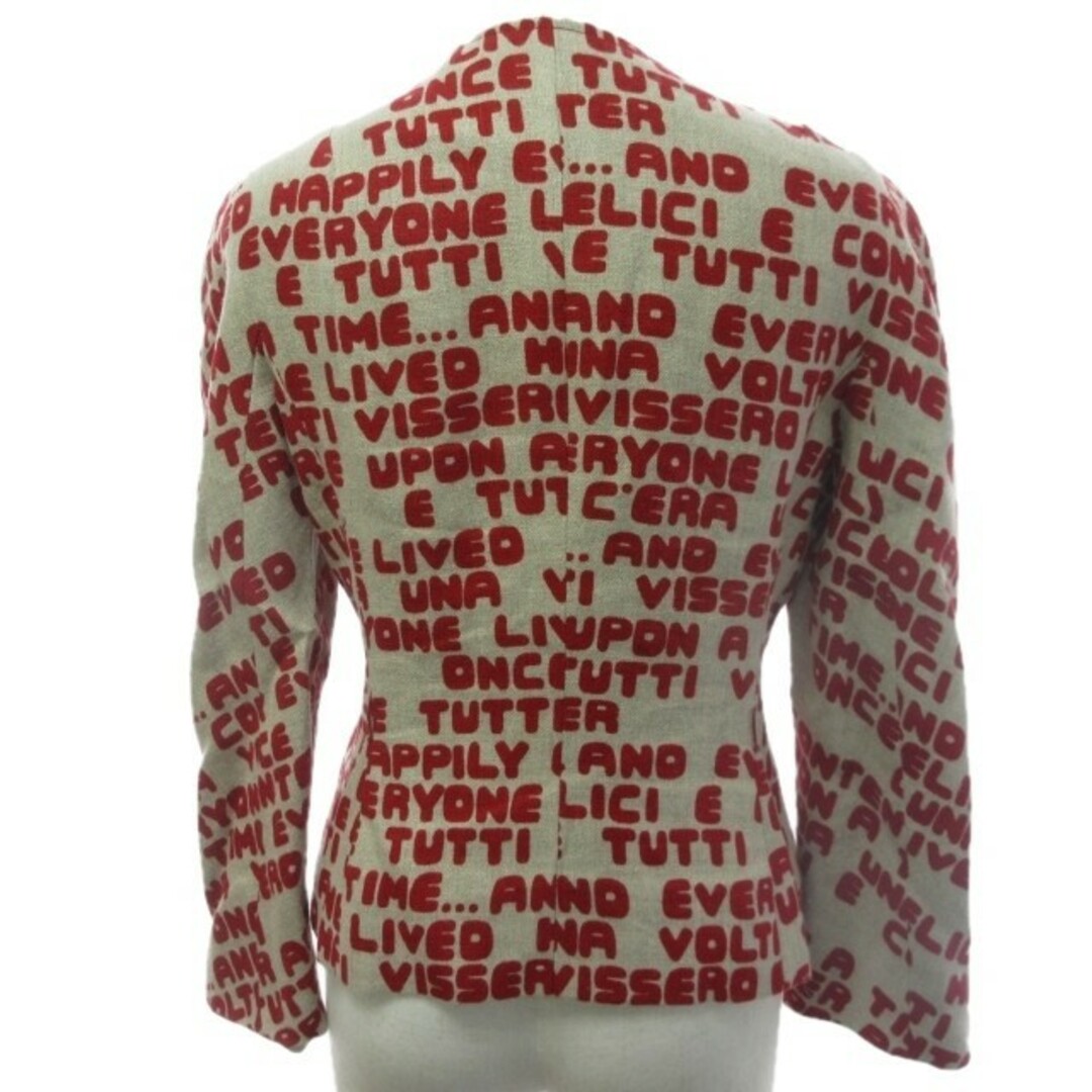 MOSCHINO モスキーノ デザイン ノーカラージャケット リネン ベージュ レッド 約Mの通販 by ベクトル ラクマ店|モスキーノ ならラクマ MOSCHINO デザインジャケット