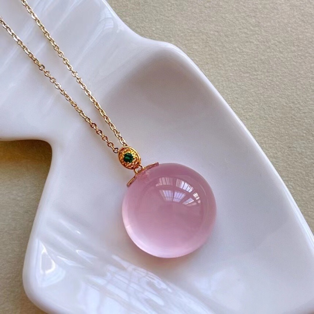 ⭐︎【天然】ローズクォーツ ペンダントトップ k18 16.9g-