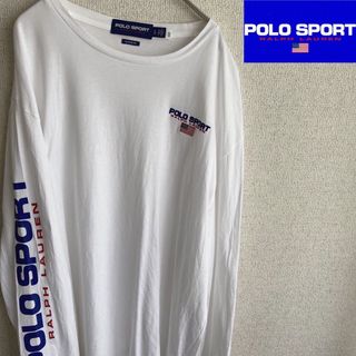 ポロラルフローレン(POLO RALPH LAUREN)のPOLO SPORT 袖ロゴ　長袖　Tシャツ　ロンT ポロスポーツ　Lサイズ　白(Tシャツ/カットソー(七分/長袖))