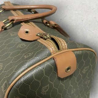 極美品 Christian Dior ハニカム柄 ボストンバッグ カーキ 茶