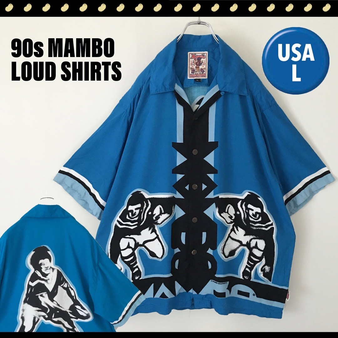 MAMBO LOUD SHIRTS★90s VTG★ラガーマン★アロハ★レーヨンメンズ