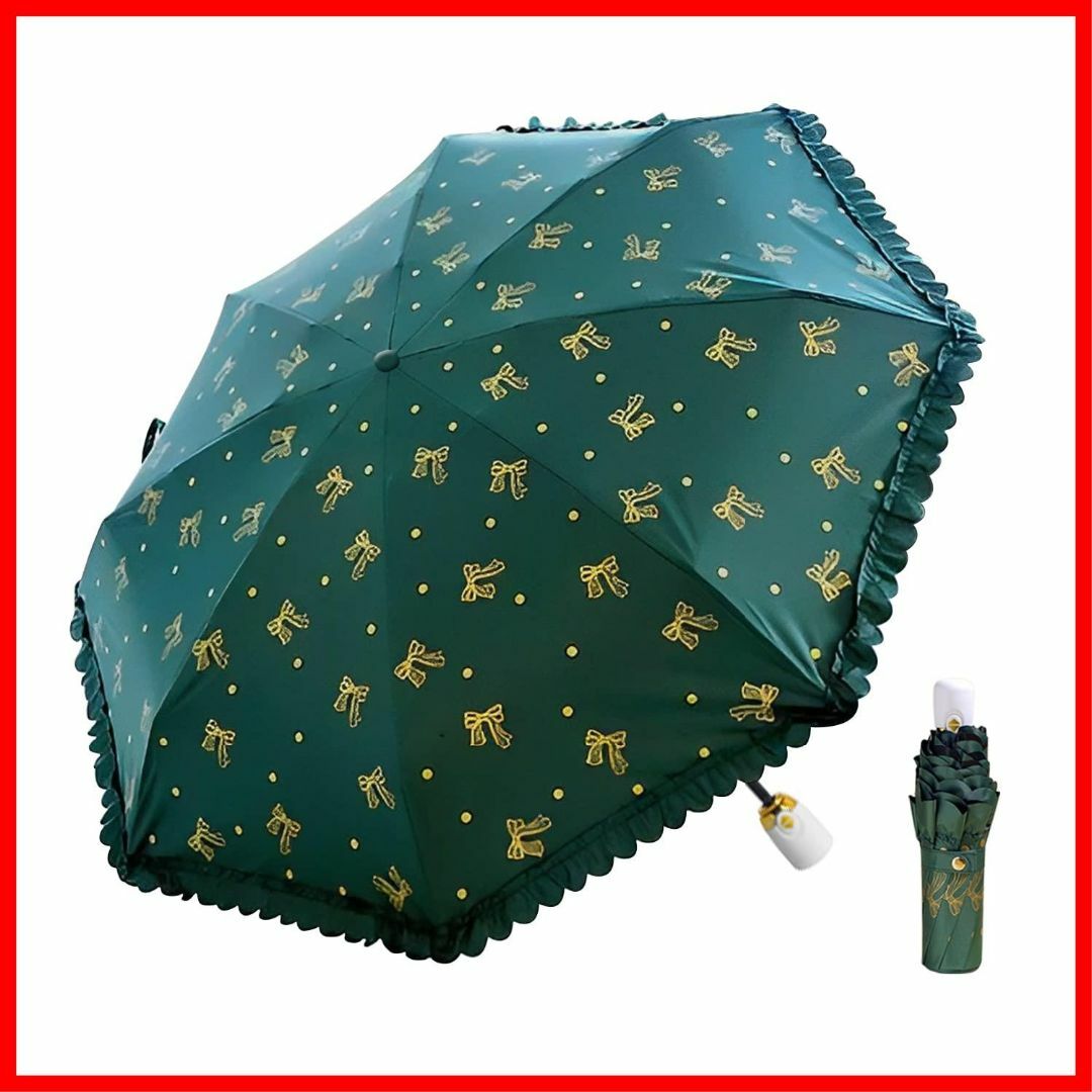 【色:グリーン】日傘 折り畳み傘 レディース ワンタッチ 自動開閉 uvカット1