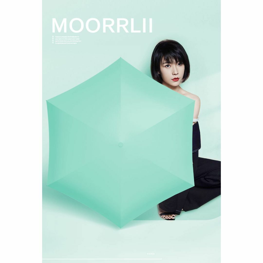 【色:青碧】Moorrlii 日傘 レディース コンパクト 折りたたみ傘 超軽量 5
