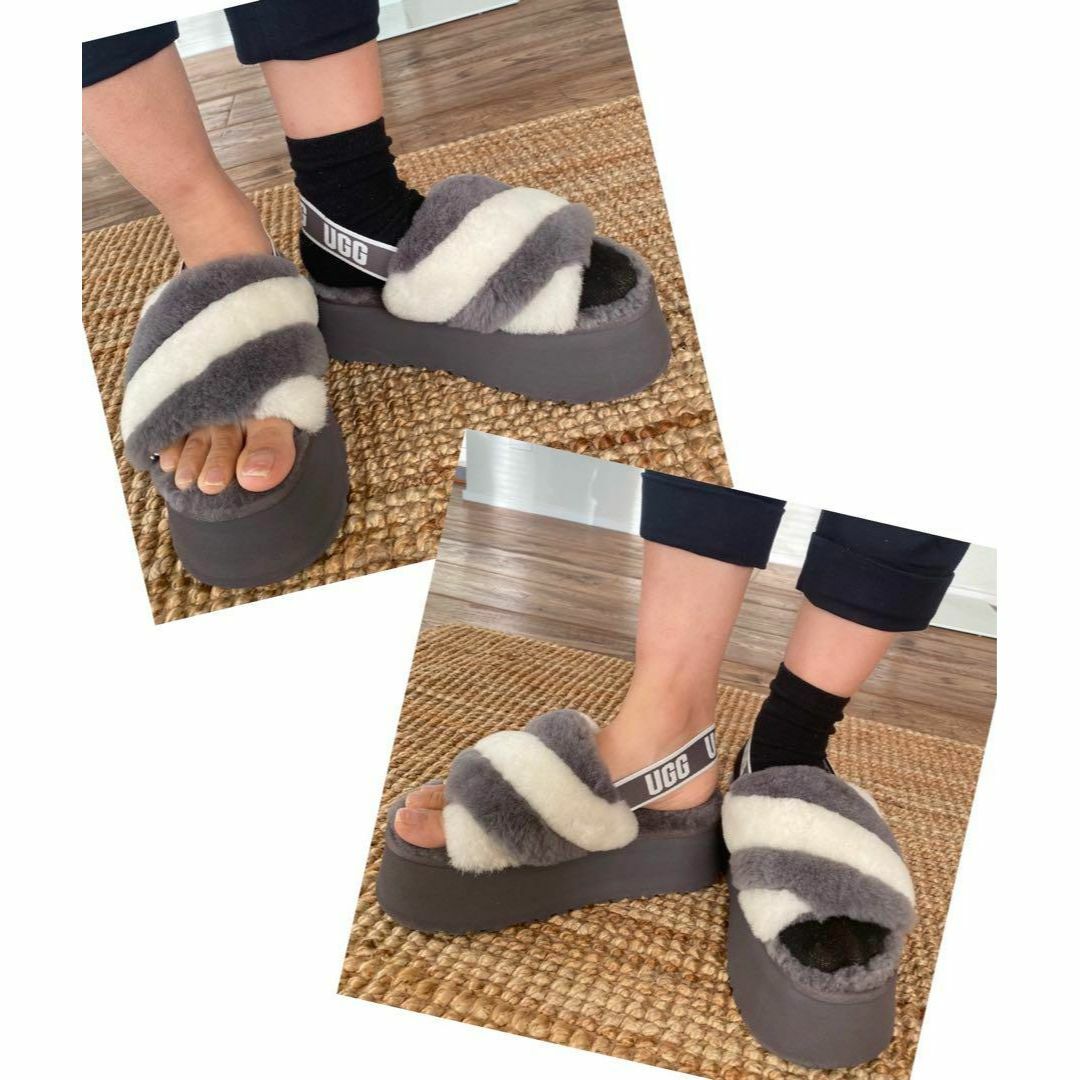 UGG(アグ)の完売しました。。。。②超美品✨23～23.5✨UGG✨ディスコ ストライプ✨厚底 レディースの靴/シューズ(サンダル)の商品写真