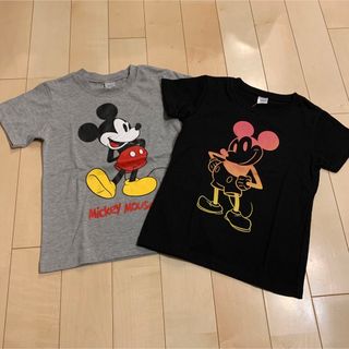 ミッキーマウス(ミッキーマウス)の⭐︎新品　ミッキー　Tシャツ　グレー　ブラック　ディズニー　130(Tシャツ/カットソー)