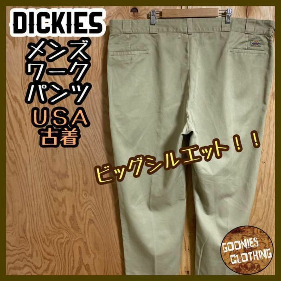 【USA】ディッキーズ メンズ ロゴ ワーク ベージュ パンツ  90s