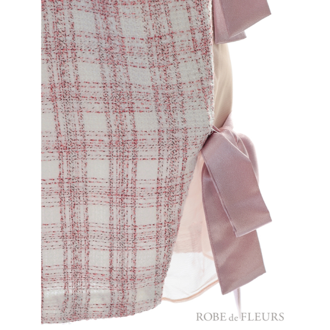 ROBEdeFLEURS(ローブドフルール)ツイードリボンタイトミニドレス レディースのフォーマル/ドレス(ナイトドレス)の商品写真