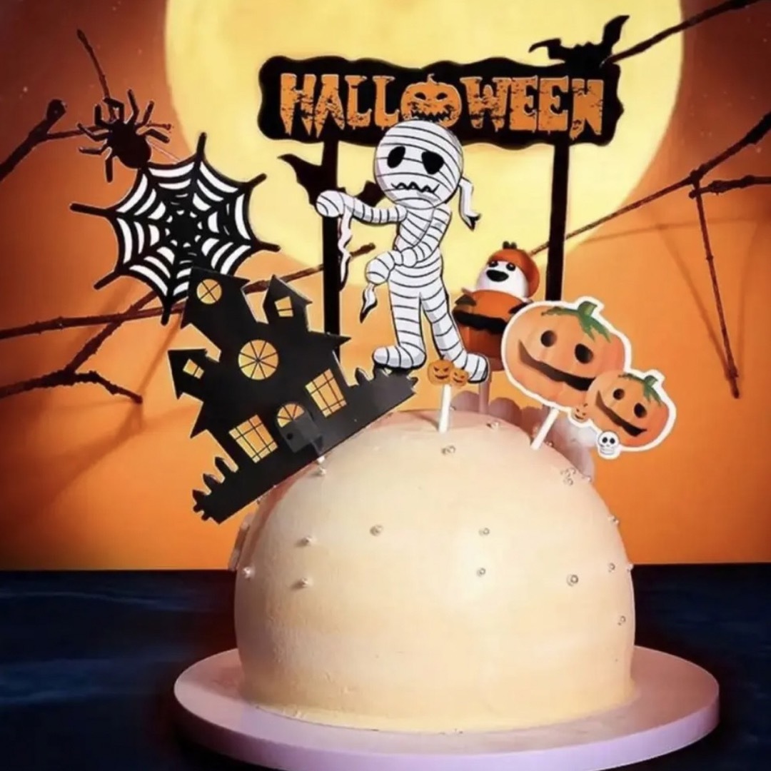 ケーキトッパー ハロウィンケーキインサート ゾンビ かぼちゃ ハンドメイドのパーティー(その他)の商品写真