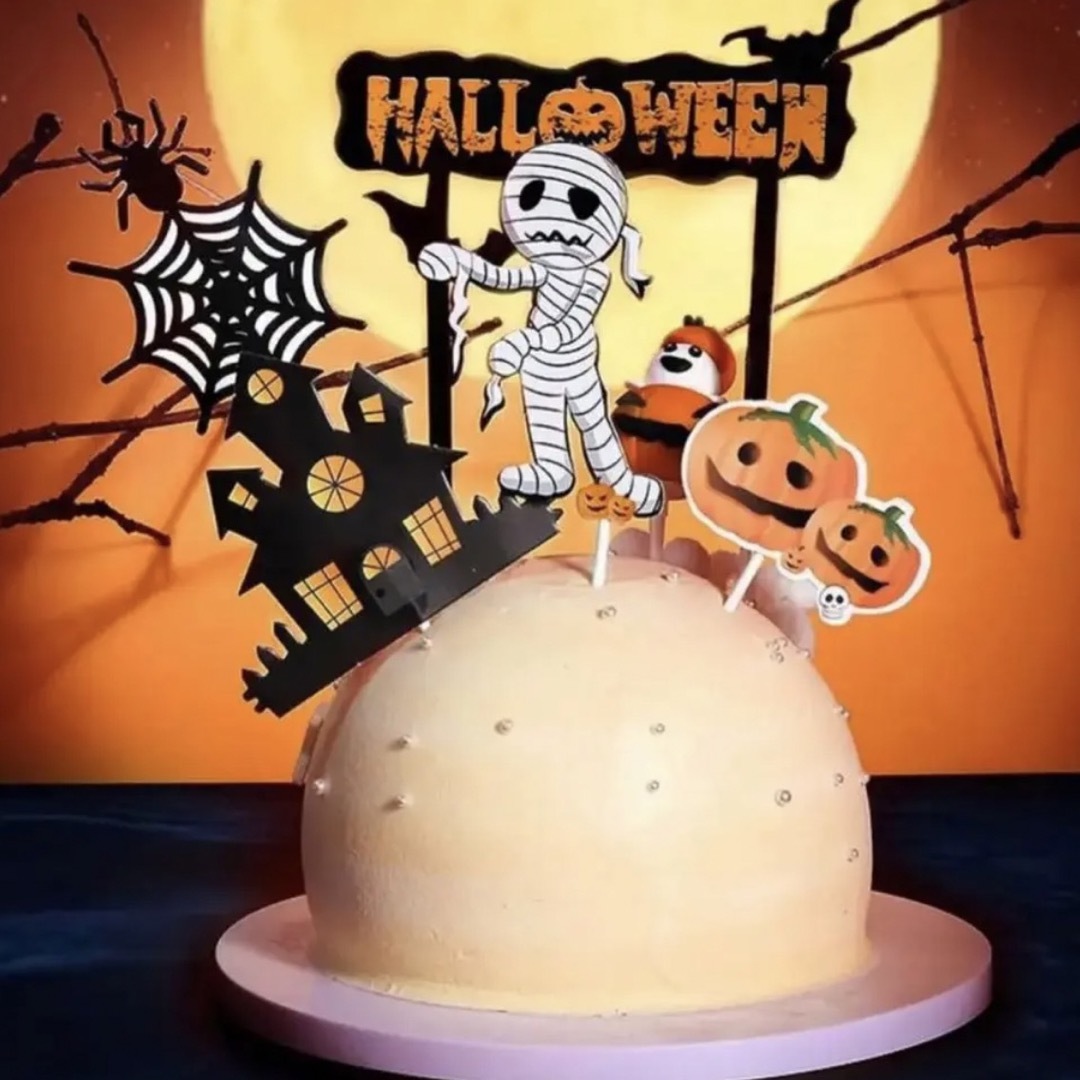 ケーキトッパー ハロウィンケーキインサート ゾンビ かぼちゃ ハンドメイドのパーティー(その他)の商品写真