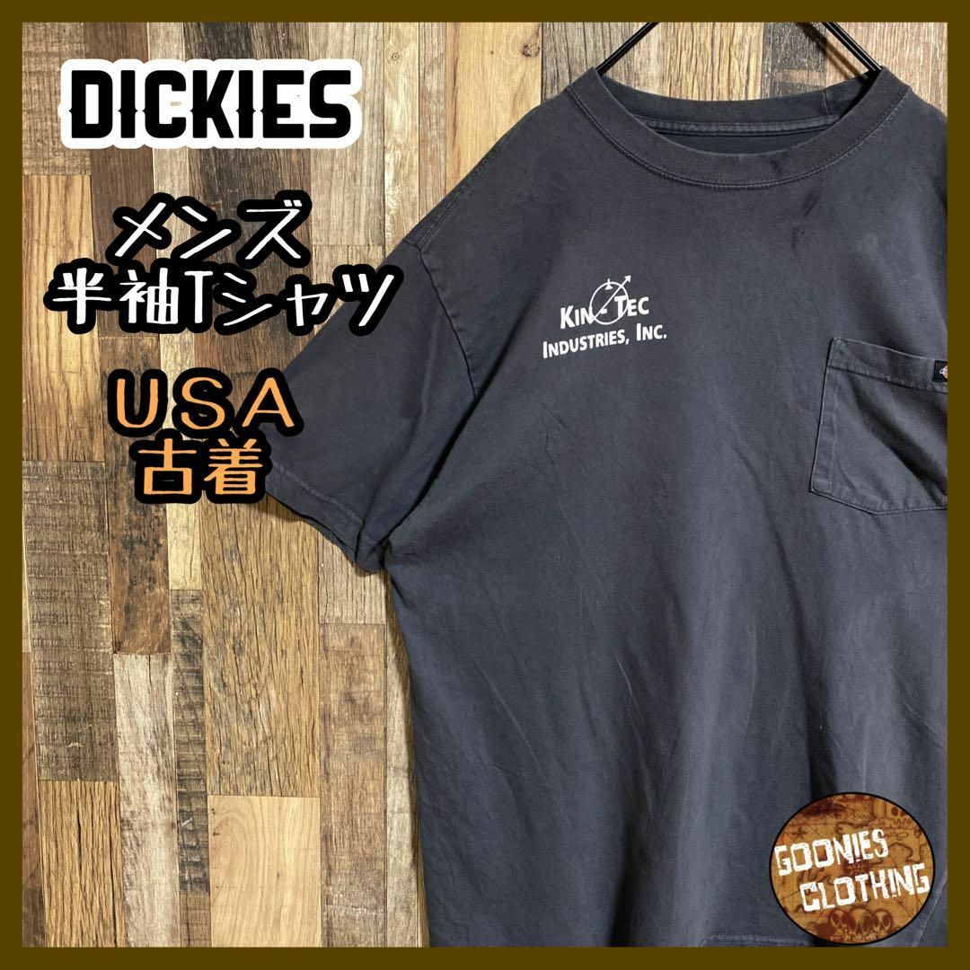 ディッキーズ メンズ 半袖 Tシャツ ロゴ グレー L USA 90s