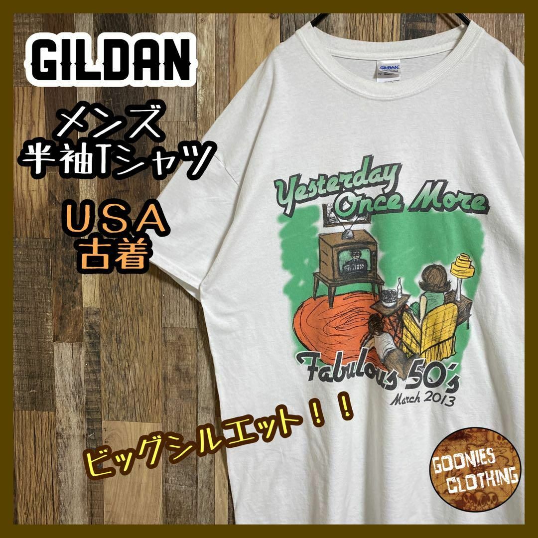 ギルダン メンズ 半袖 Tシャツ 白 ビッグシルエット レトロ USA古着 90のサムネイル